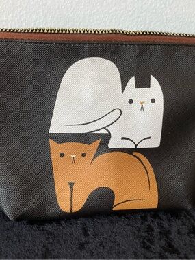 Kitty Cat Print Zipper Makeup Bag Pouch - White & Orange Cats OCS Designs